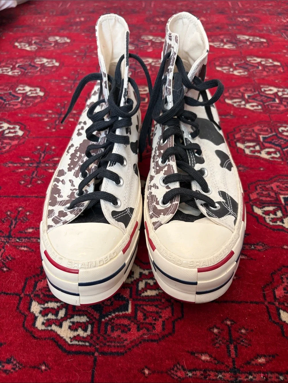 Converse High-Top Chuck Taylor/Brain-Dead Cow Print. men9 women 11 New w/o box.